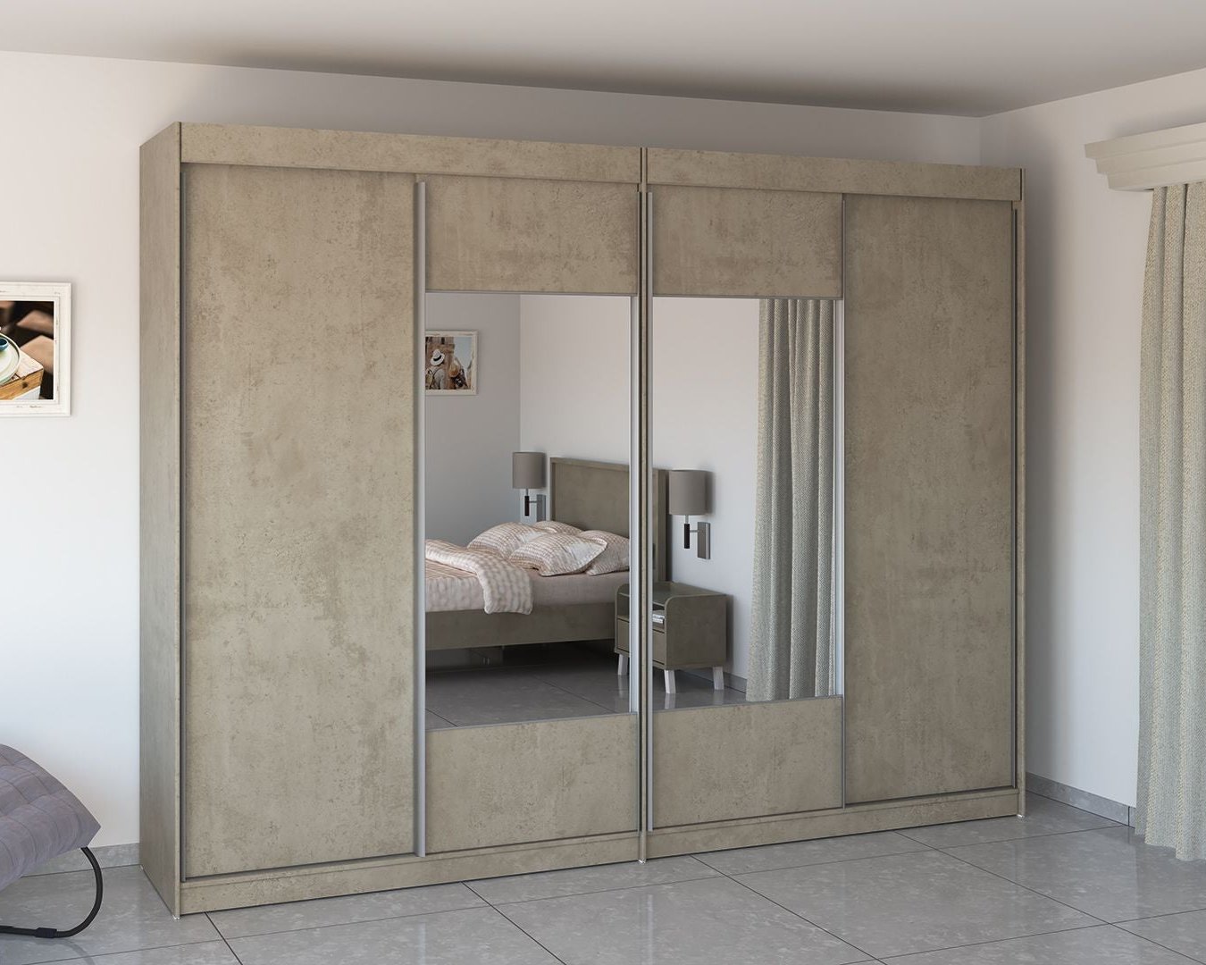 FIT | ארון הזזה איכותי עם מראה שתי שליש MDF - 320 ס״מ - 4 דלתות - אשריאן | ASHERIAN