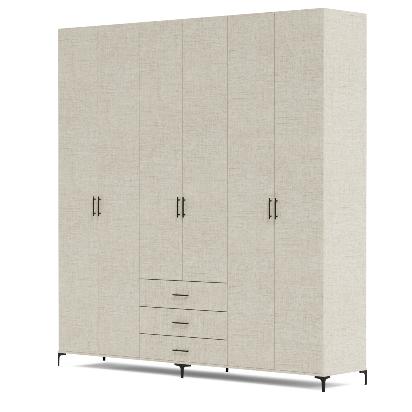 FLEX | ארון פתיחה פרקטי עם מגירות, במה וטריקות שקטות - 240 ס״מ - 6 דלתות - אשריאן | ASHERIAN