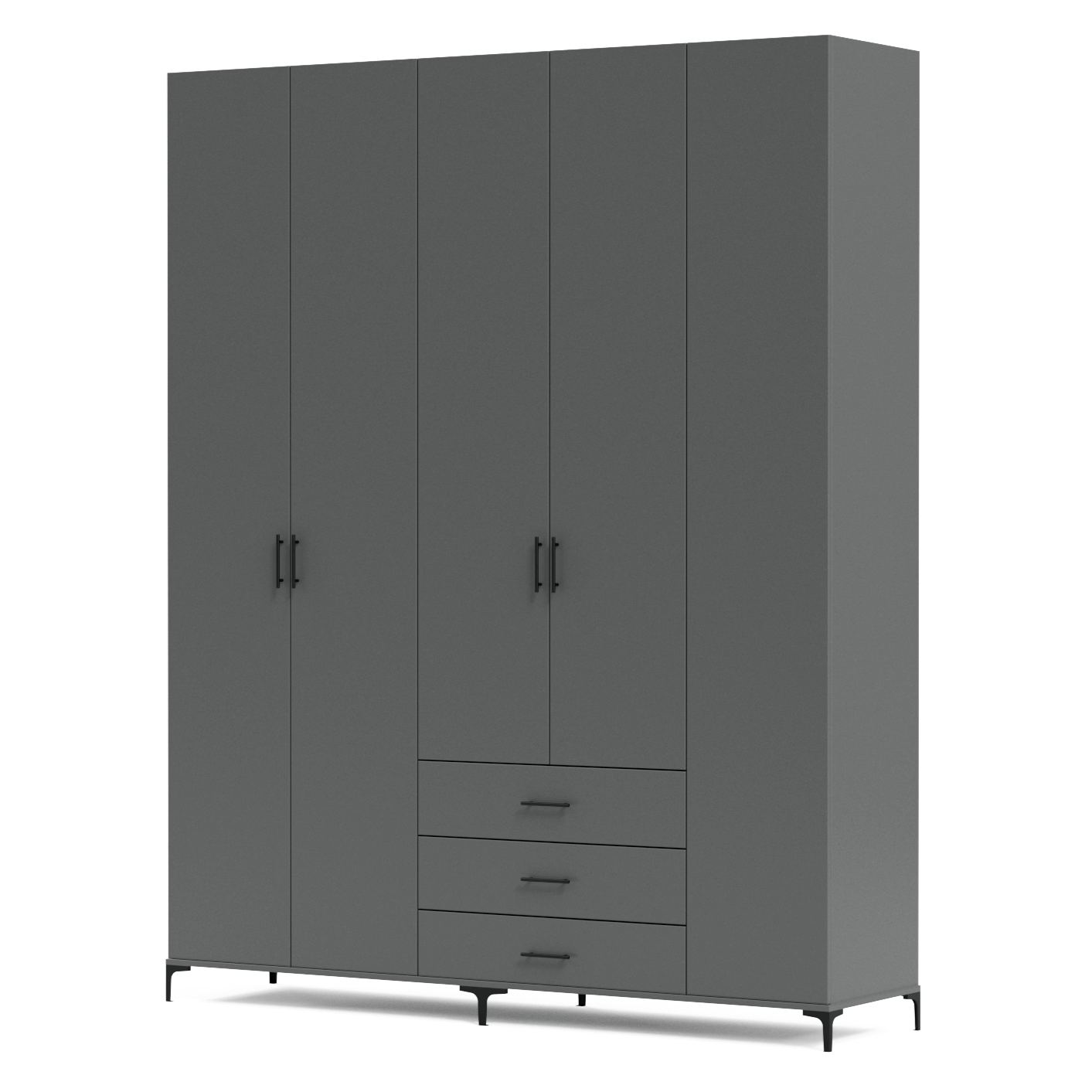 FLEX | ארון פתיחה פרקטי עם מגירות, במה וטריקות שקטות - 200 ס״מ - 5 דלתות - אשריאן | ASHERIAN