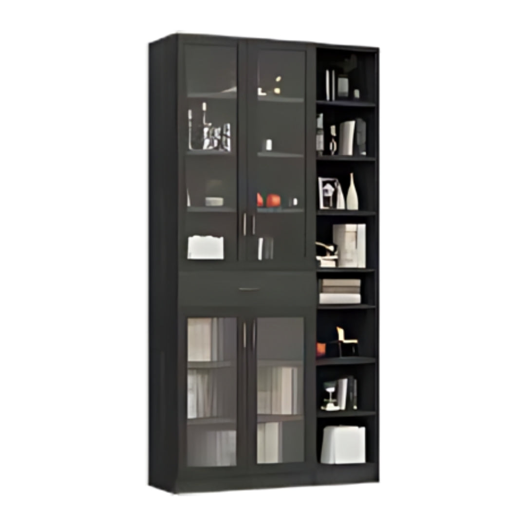 FOREST | ספריה מעוצבת לסלון עם דלתות זכוכית רטרו ומגירות - 120 ס"מ - 3 דלתות - אשריאן | ASHERIAN