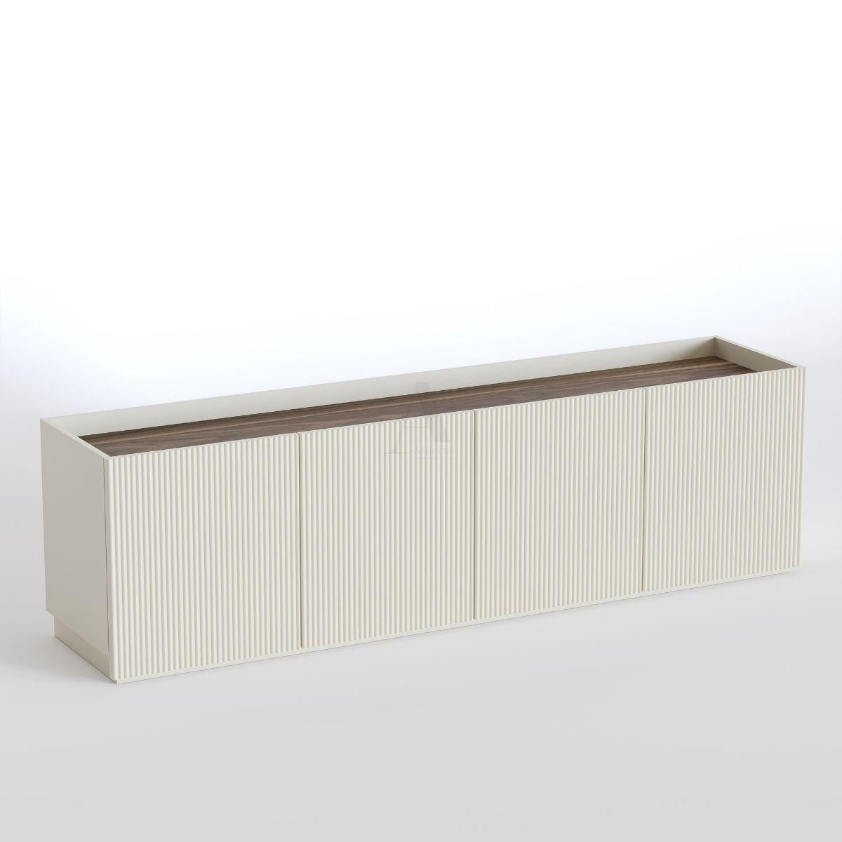 FORMA | מזנון מודרני עם דלתות אחסון וחזית פסים מעוגלים