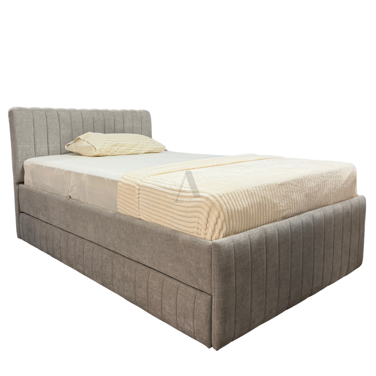 FRIEND | מיטת ילדים מרופדת עם מזרנים ומיטת חבר נשלפת בעיצוב מודרני