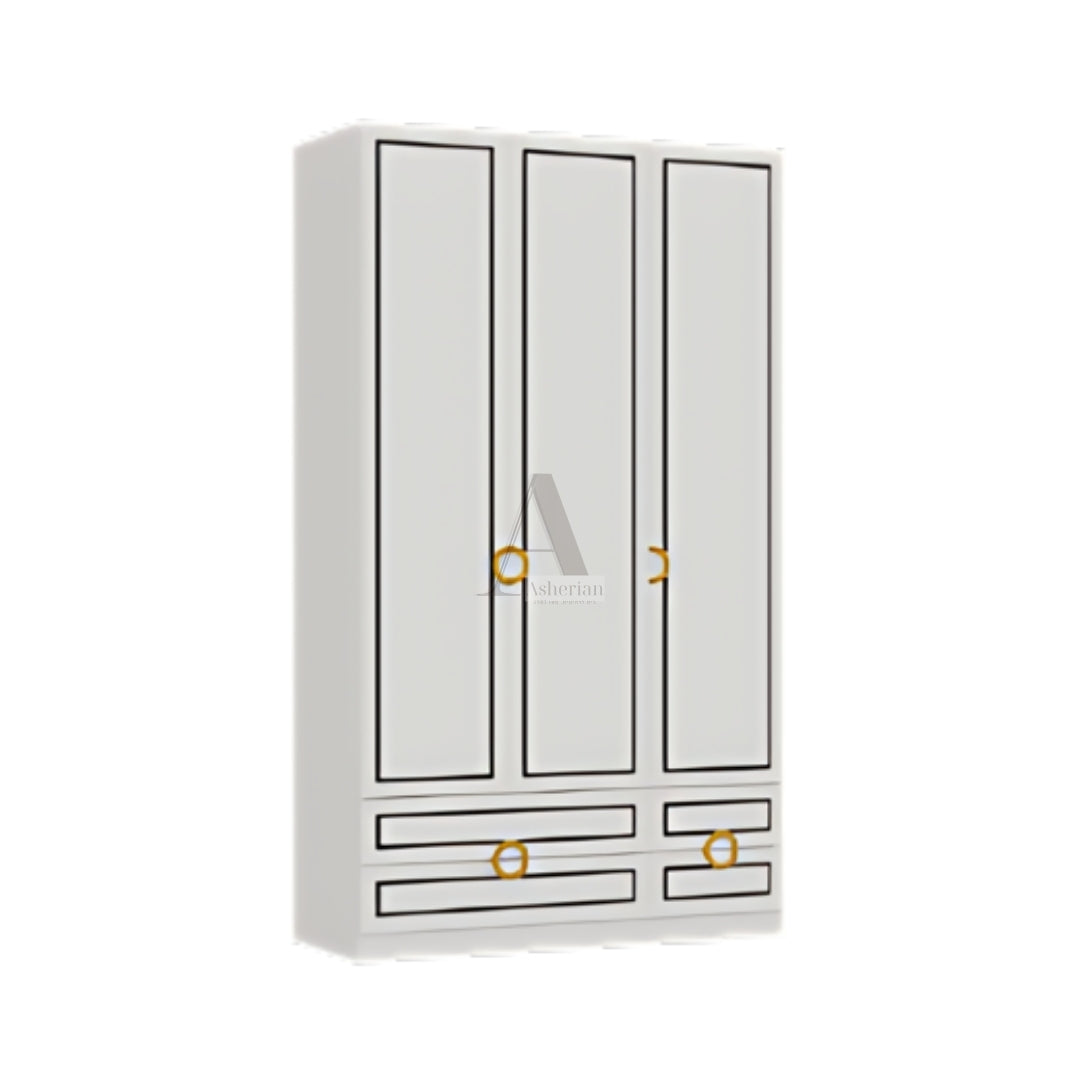 GLEM | ארון פתיחה מעוצב עם חריטות מודרניות - 120 ס"מ - 3 דלתות - אשריאן | ASHERIAN