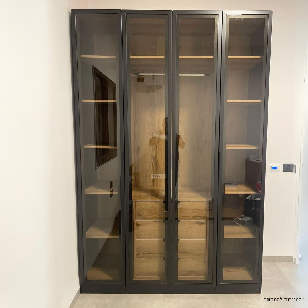 HERES | ארון פתיחה יוקרתי עם דלתות שקופות וזוג מגירות - - אשריאן | ASHERIAN