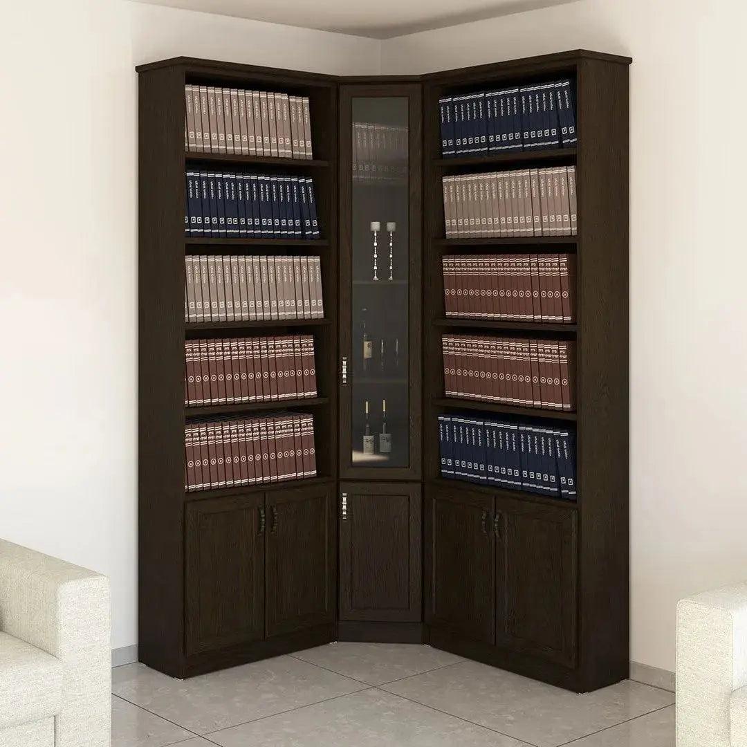 K91 | ארון ספרים פינתי מעוצב במידה 140/140 ס"מ בעיצוב מושלם - 140/140 ס"מ - 5 דלתות - אשריאן | ASHERIAN