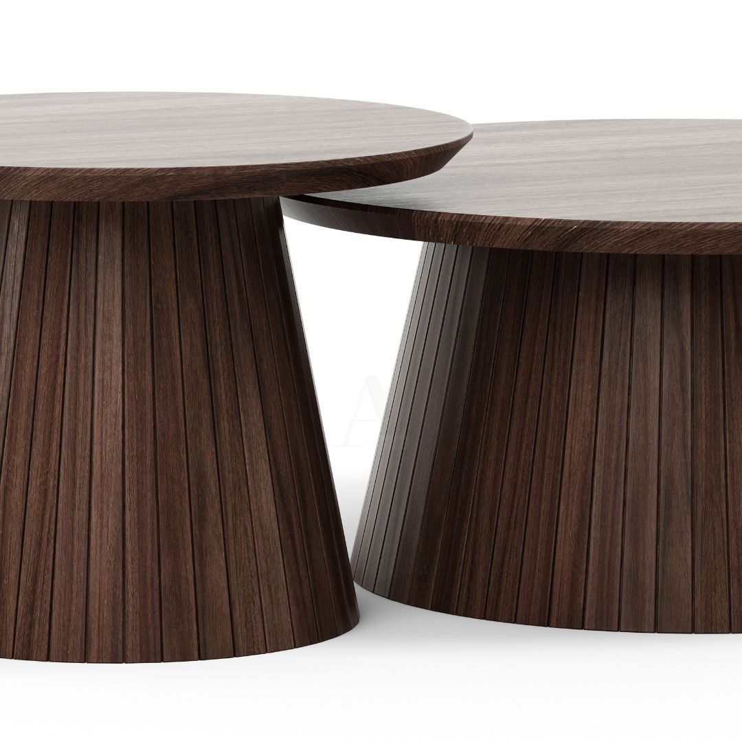 KOKA | סט שולחנות עגולים עם בסיס פסים משופע