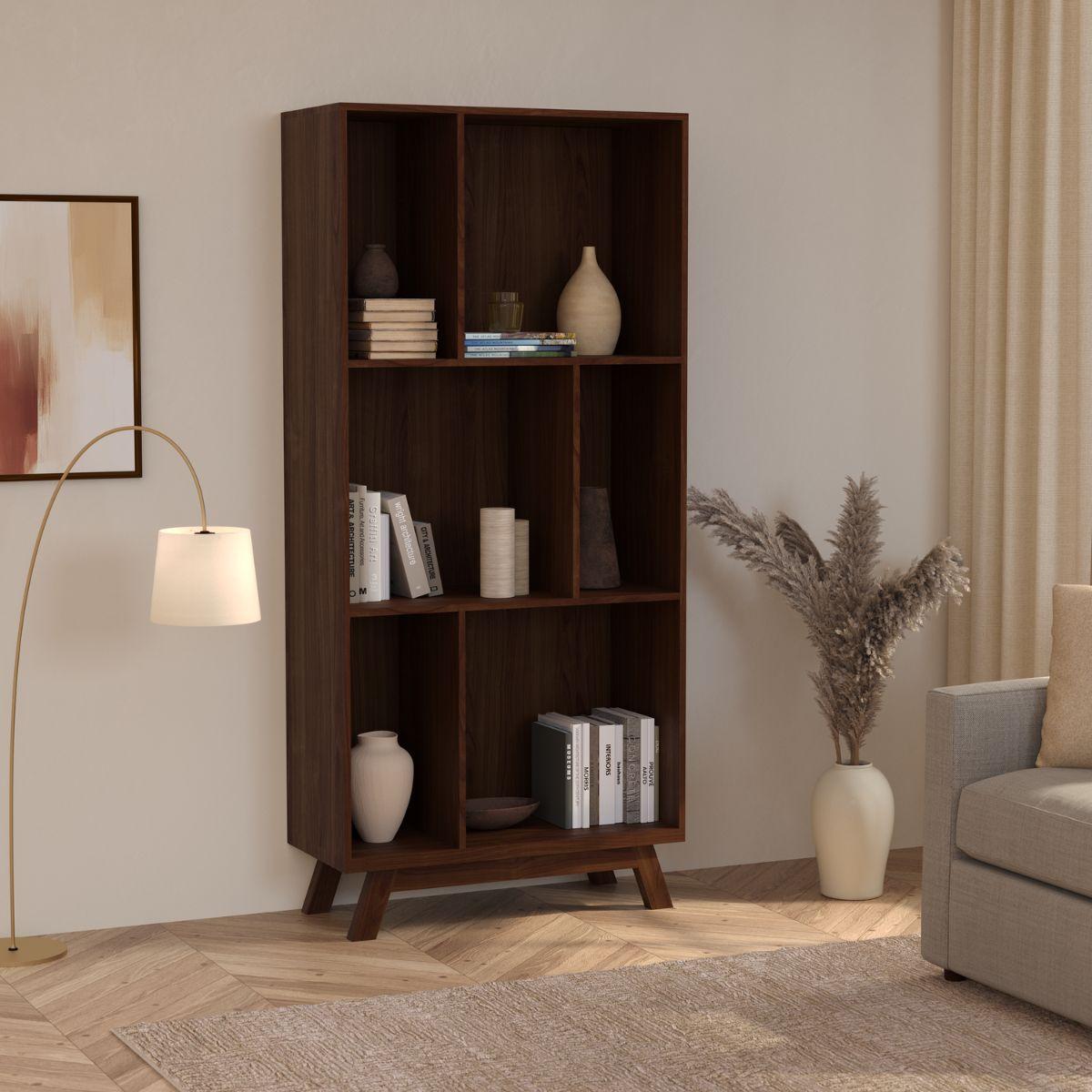 LARS | ספרייה גבוהה א-סימטרית עם מדפים פתוחים מעץ - 90 ס״מ - יחידת