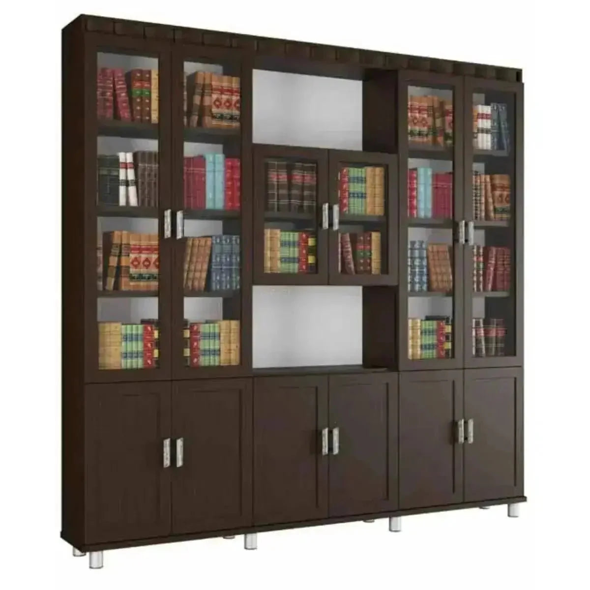 לשם | ארון ספרי קודש מעוצב מעץ סנדוויץ' עם 6 דלתות ברוחב 2.40 מ' - - אשריאן | ASHERIAN