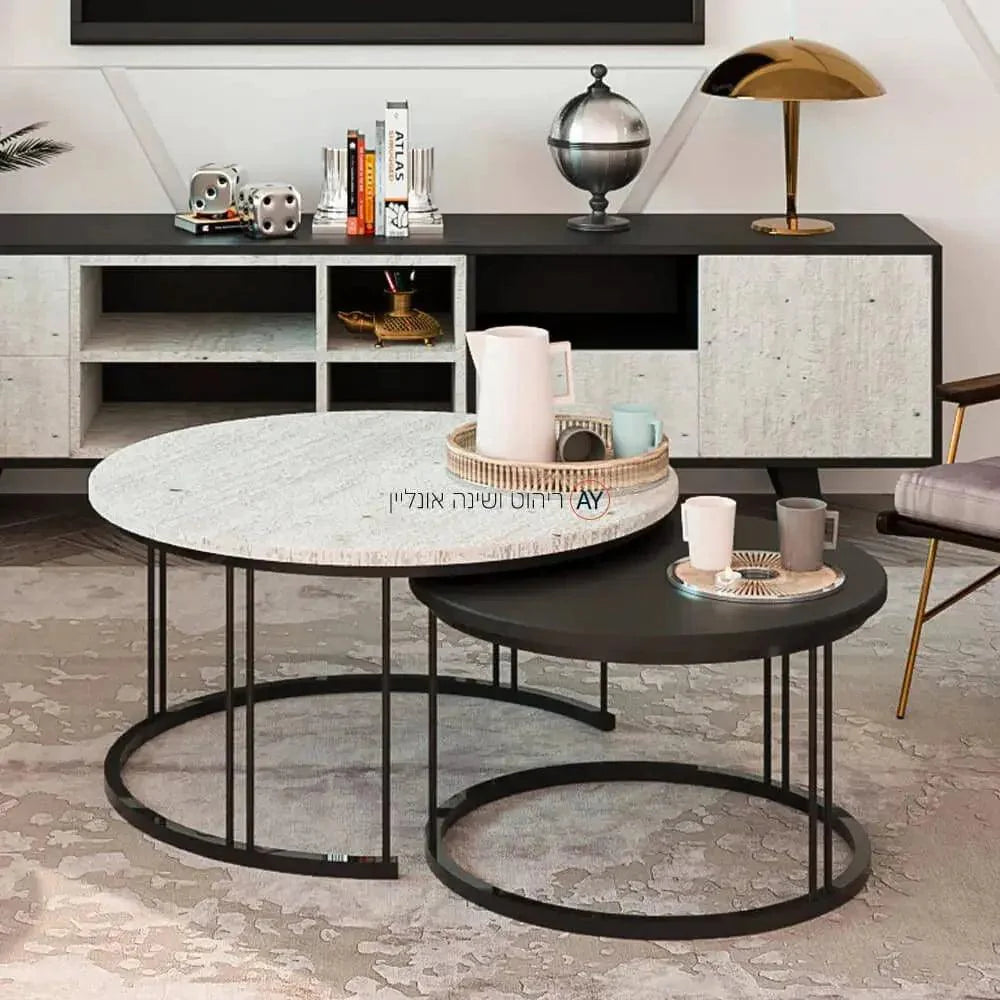 LESHEM | זוג שולחנות עגולים לסלון במגוון צבעים - אשריאן רהיטים - אשריאן | ASHERIAN