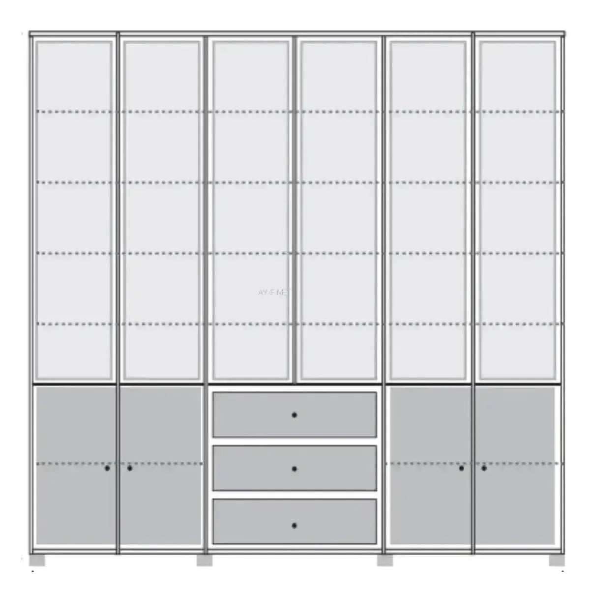 לוי | ארון קודש מהודר מעץ סנדוויץ' עם 6 דלתות ברוחב 2.40 מ' עם במה - - אשריאן | ASHERIAN