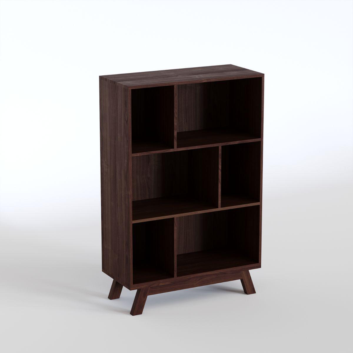 LINN | יחידת מדפים נמוכה א-סימטרית מפורניר עץ - 90 ס״מ