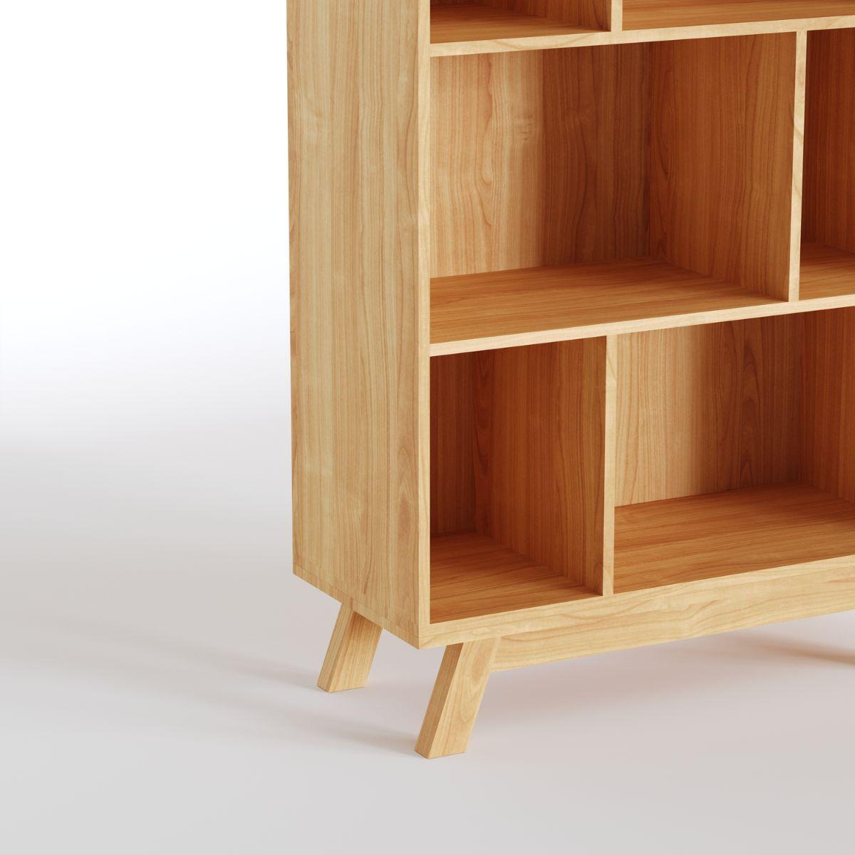 LINN | יחידת מדפים נמוכה א-סימטרית מפורניר עץ - 90 ס״מ