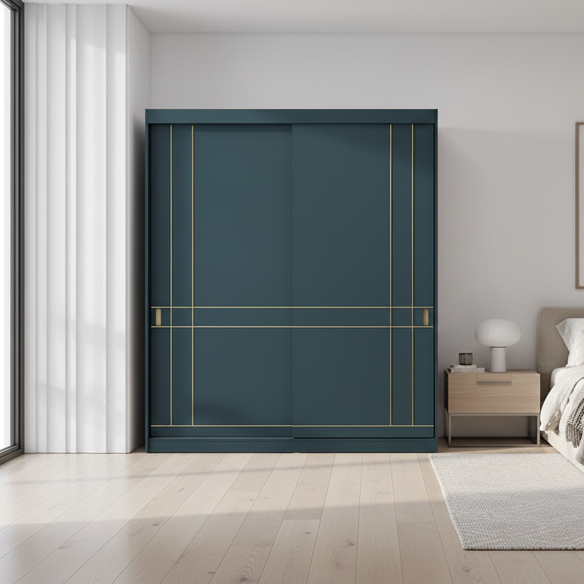 LUMA | ארון הזזה בעיצוב מודרני עם ידית זהב מוברש