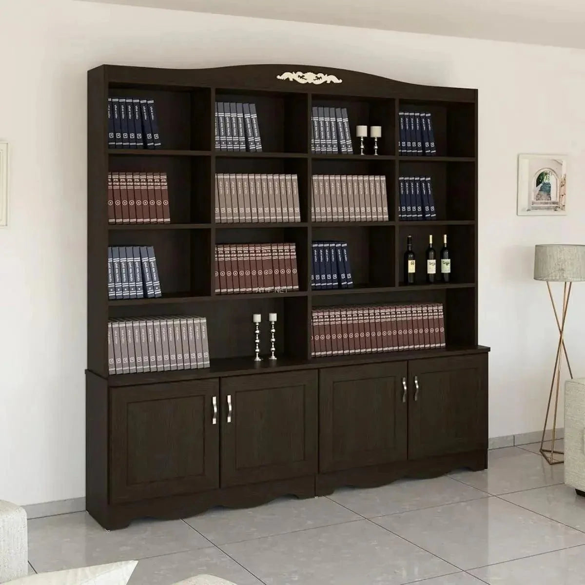 M01 | ארון ספרים מעוצב ברוחב 2.40 מ' עם חלוקה רחבה וייחודית - - אשריאן | ASHERIAN