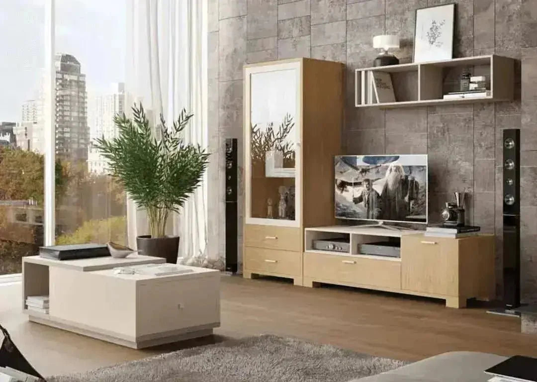 M152 | מזנון קטן לסלון עם תאים פתוחים וויטרינה - - אשריאן | ASHERIAN