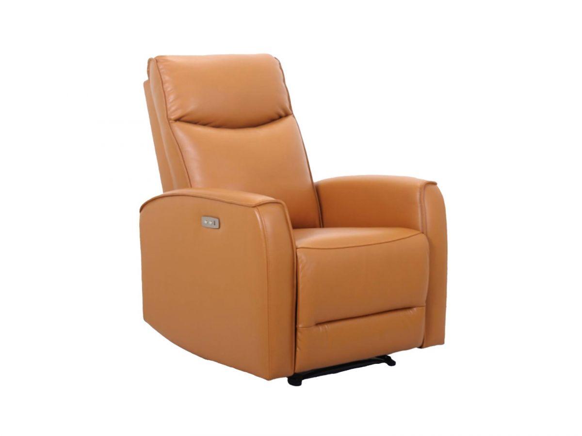 Malta | כורסת טלוויזיה חשמלית מעור בעיצוב מודרני ד״ר גב - חשמלי כתום - אשריאן | ASHERIAN