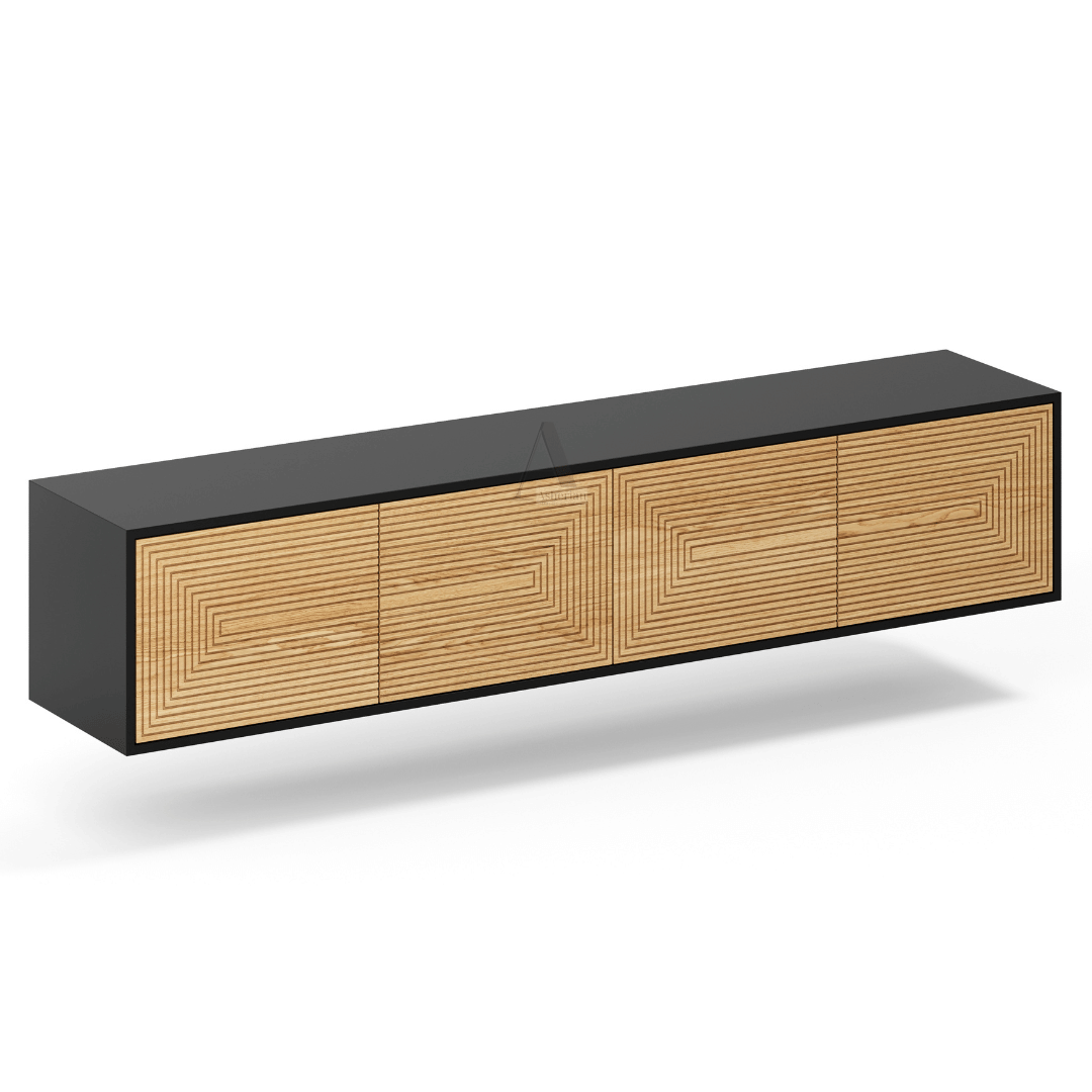 MARKO | מזנון מודרני תלוי לסלון עם חזית חריטות מיוחדות - - אשריאן | ASHERIAN