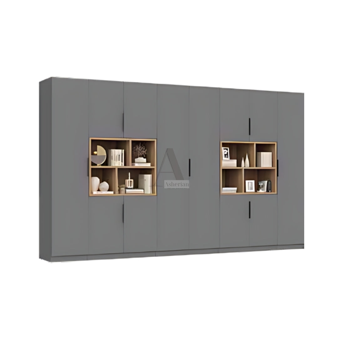 MENDY | ארון פתיחה במראה נקי עם כוורת אמצע - 320 ס"מ -8 דלתות - אשריאן | ASHERIAN