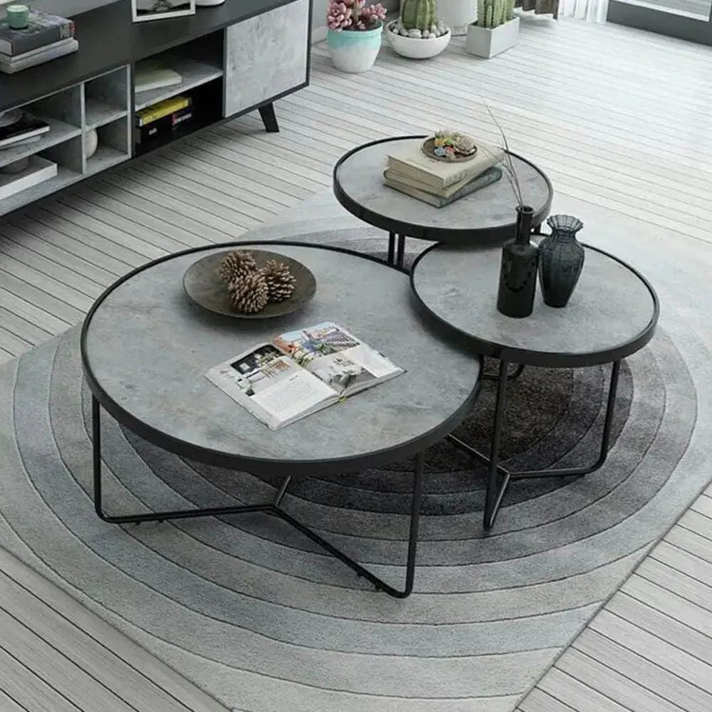 Merlin | סט 3 שולחנות מגש בשילוב רגלי מתכת - - אשריאן | ASHERIAN