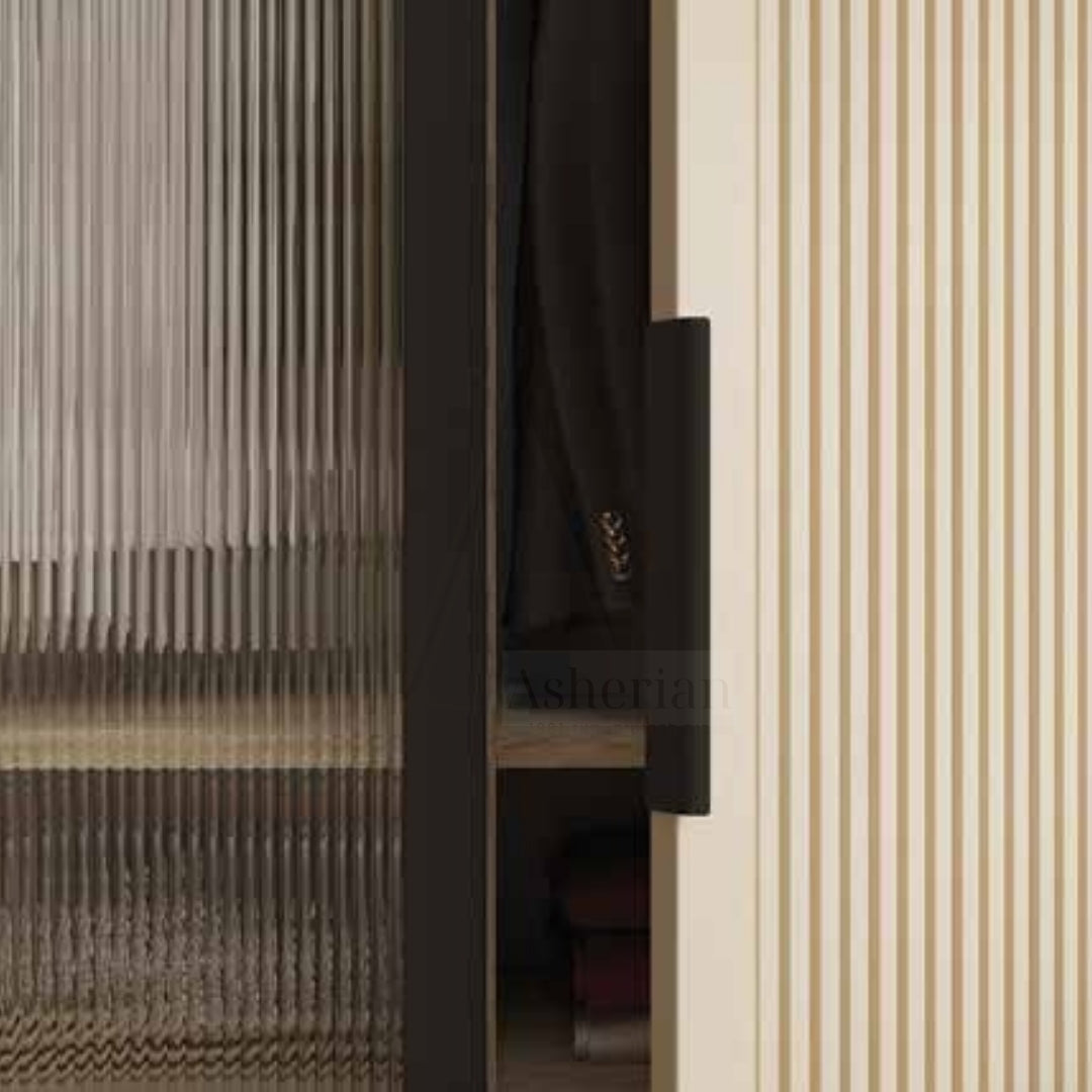 MERY | ארון פתיחה מעוצב עם חזית פסים וזכוכית רטרו - - אשריאן | ASHERIAN