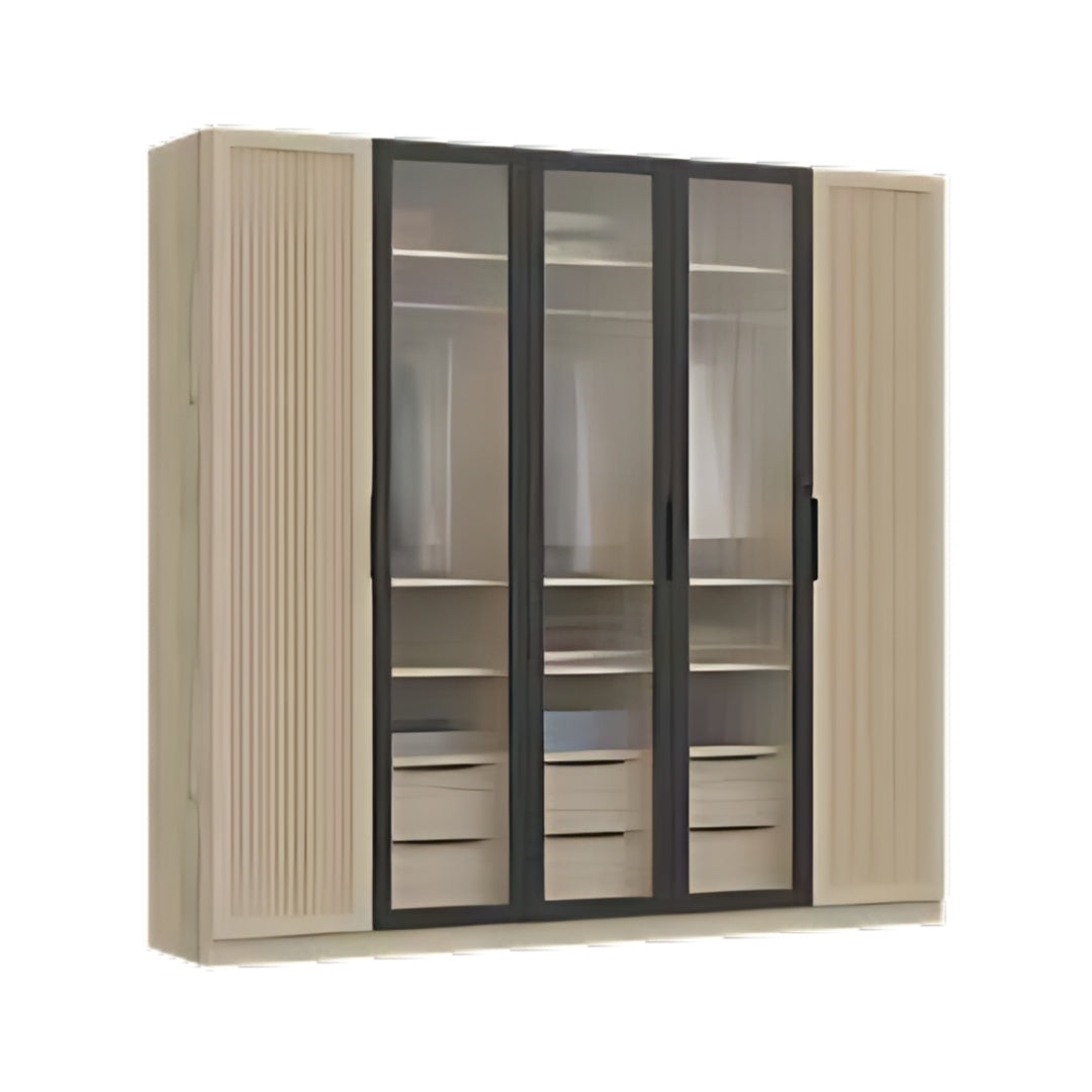 MERY | ארון פתיחה מעוצב עם חזית פסים וזכוכית רטרו - - אשריאן | ASHERIAN