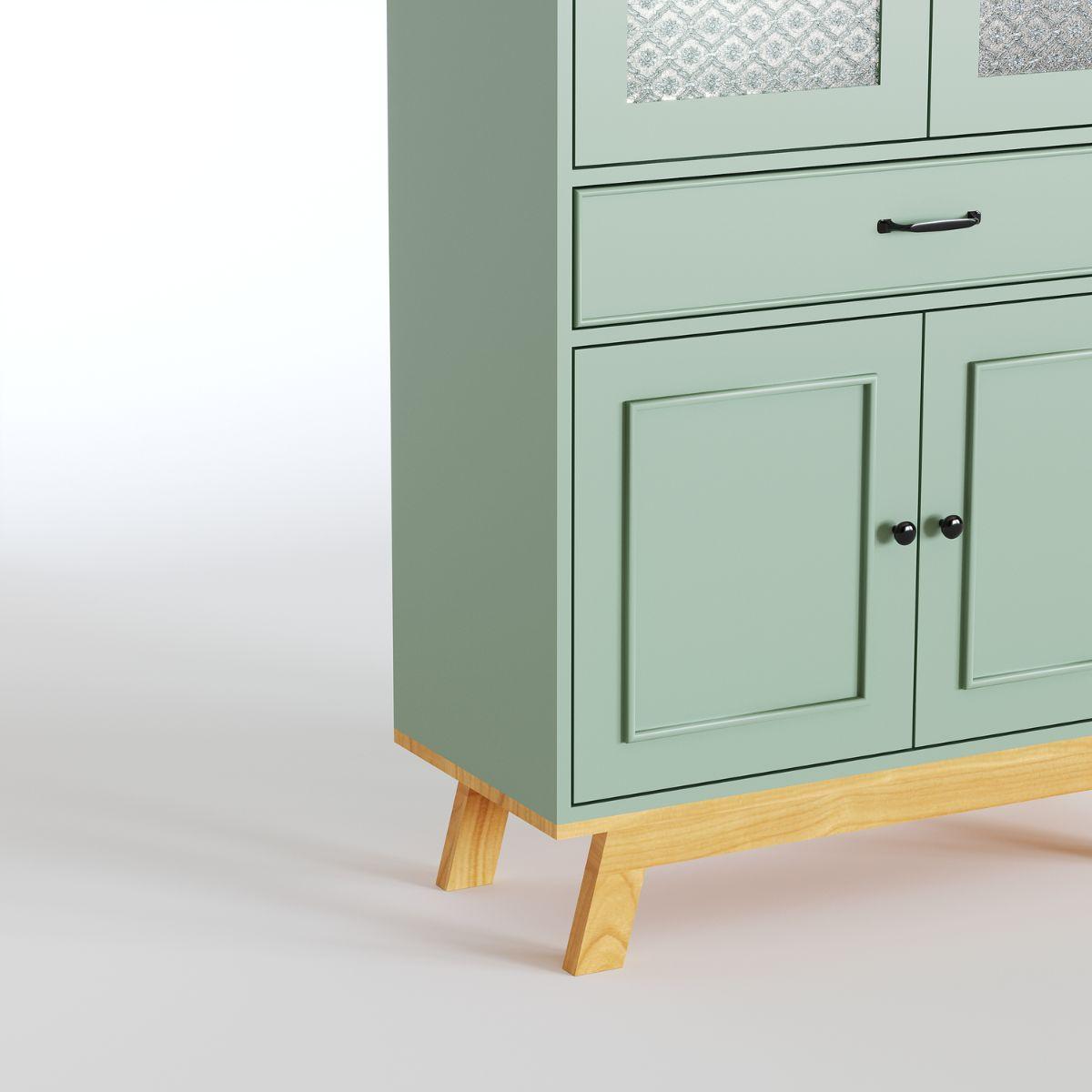 MEVEN | ויטרינה כפרית גבוהה עם דלתות זכוכית סבתא ומגירות - 90 ס״מ - ארון