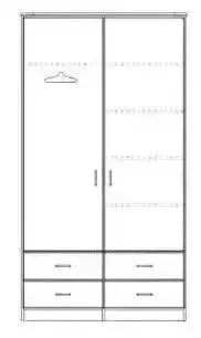 MICHELLE | ארון 2 דלתות לילדים עם 4 מגירות בחלוקה רחבה - - אשריאן | ASHERIAN