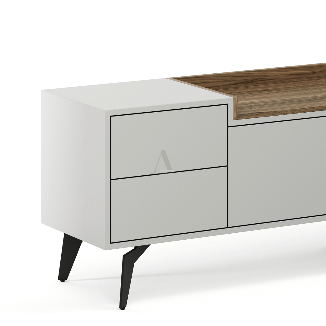 MILA | מזנון מודרני לסלון בשילוב מגשים בעץ - - אשריאן | ASHERIAN