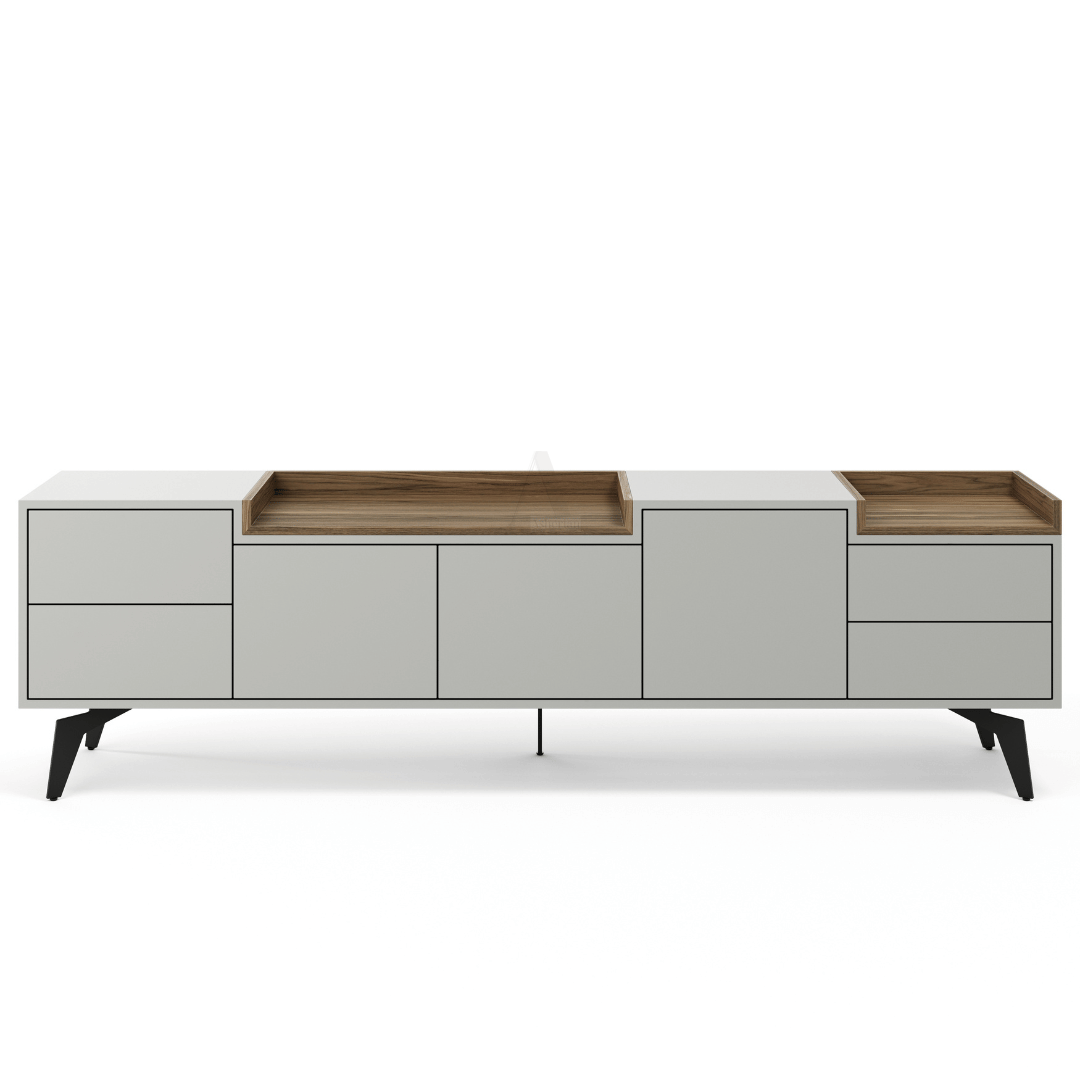 MILA | מזנון מודרני לסלון בשילוב מגשים בעץ - - אשריאן | ASHERIAN