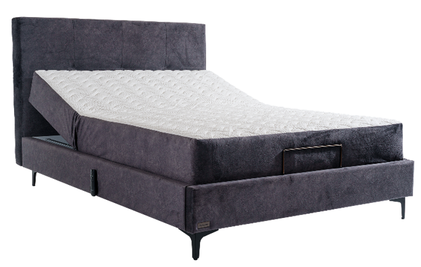 ZOOM SIMMONS | מיטת נוער 140 מעוצבת עם מזרן אורטופדי - סימונס - 140/200 ס״מ / אפור - מיטה וחצי