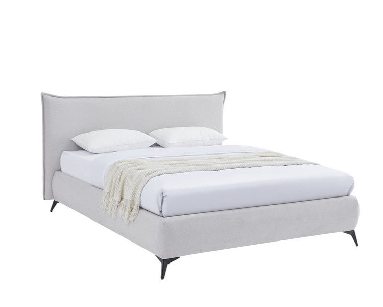 DONA | מיטה מרופדת בעיצוב מודרני מבד - 140/190 ס״מ / אבן / ללא - זוגית