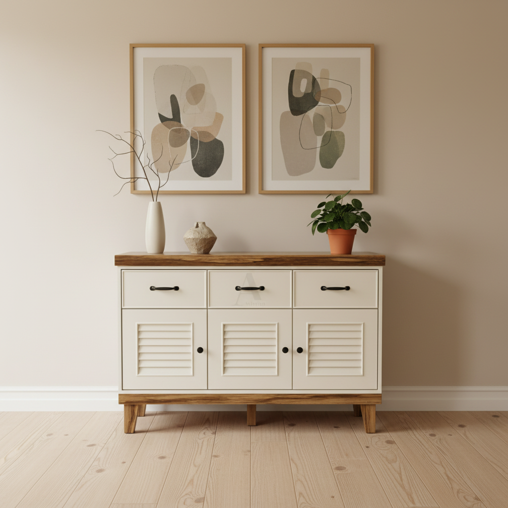 MONIK | שידת אחסון מודרנית עם מגירות רחבות ורגלי עץ - 120 ס״מ - שידה