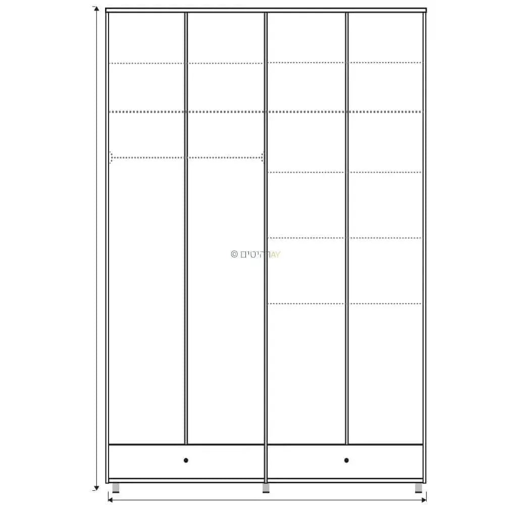 Moran | ארון בגדים איכותי מסנדוויץ' עם 4 דלתות ומגירות - - אשריאן | ASHERIAN