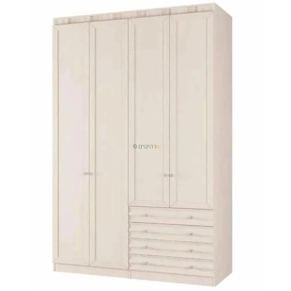 Nadir | ארון בגדים בעיצוב כפרי עם 4 דלתות ומגירות מסנדוויץ' - - אשריאן | ASHERIAN