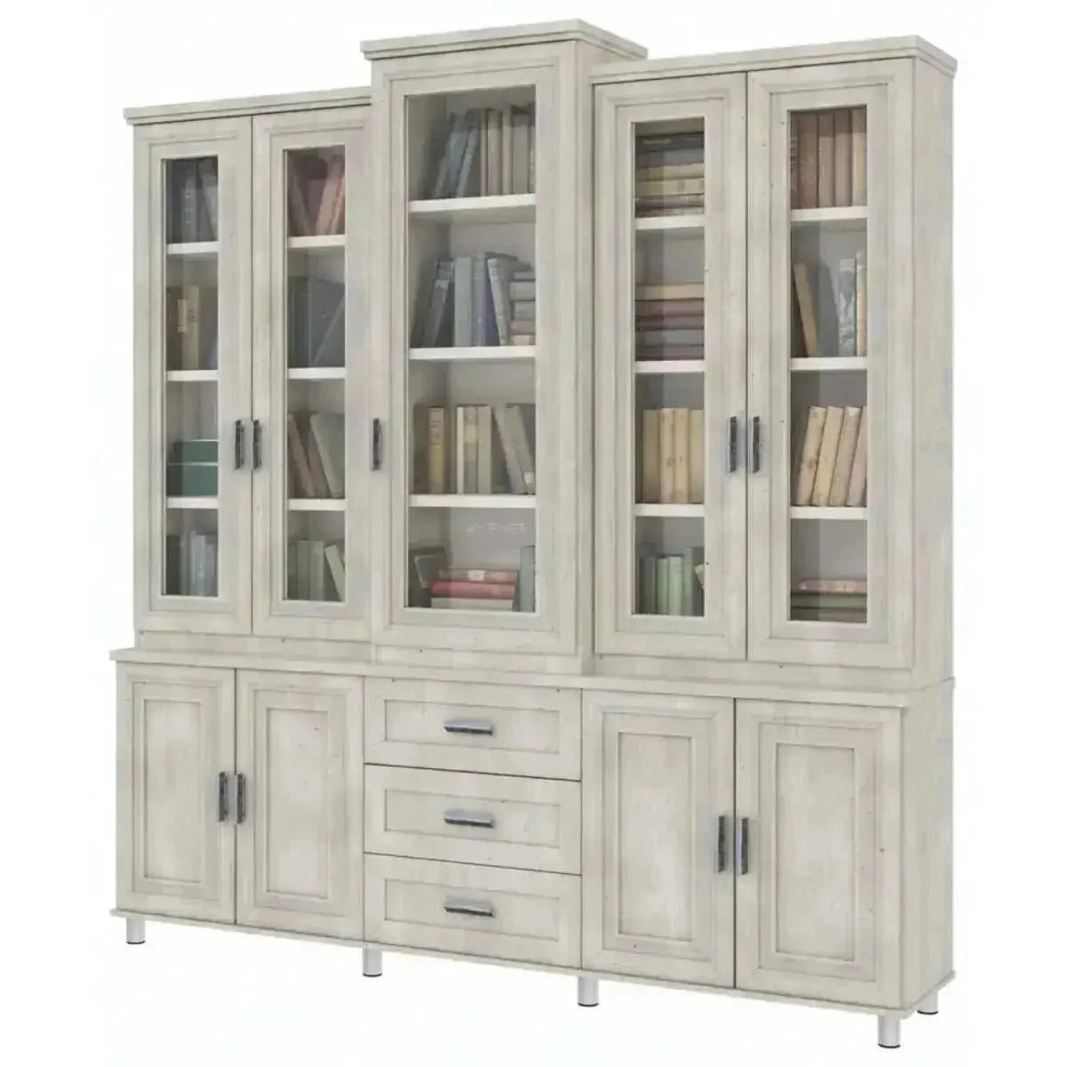 נאור | ארון ספרים יוקרתי מעץ סנדוויץ' ברוחב 2.20 מ' - - אשריאן | ASHERIAN