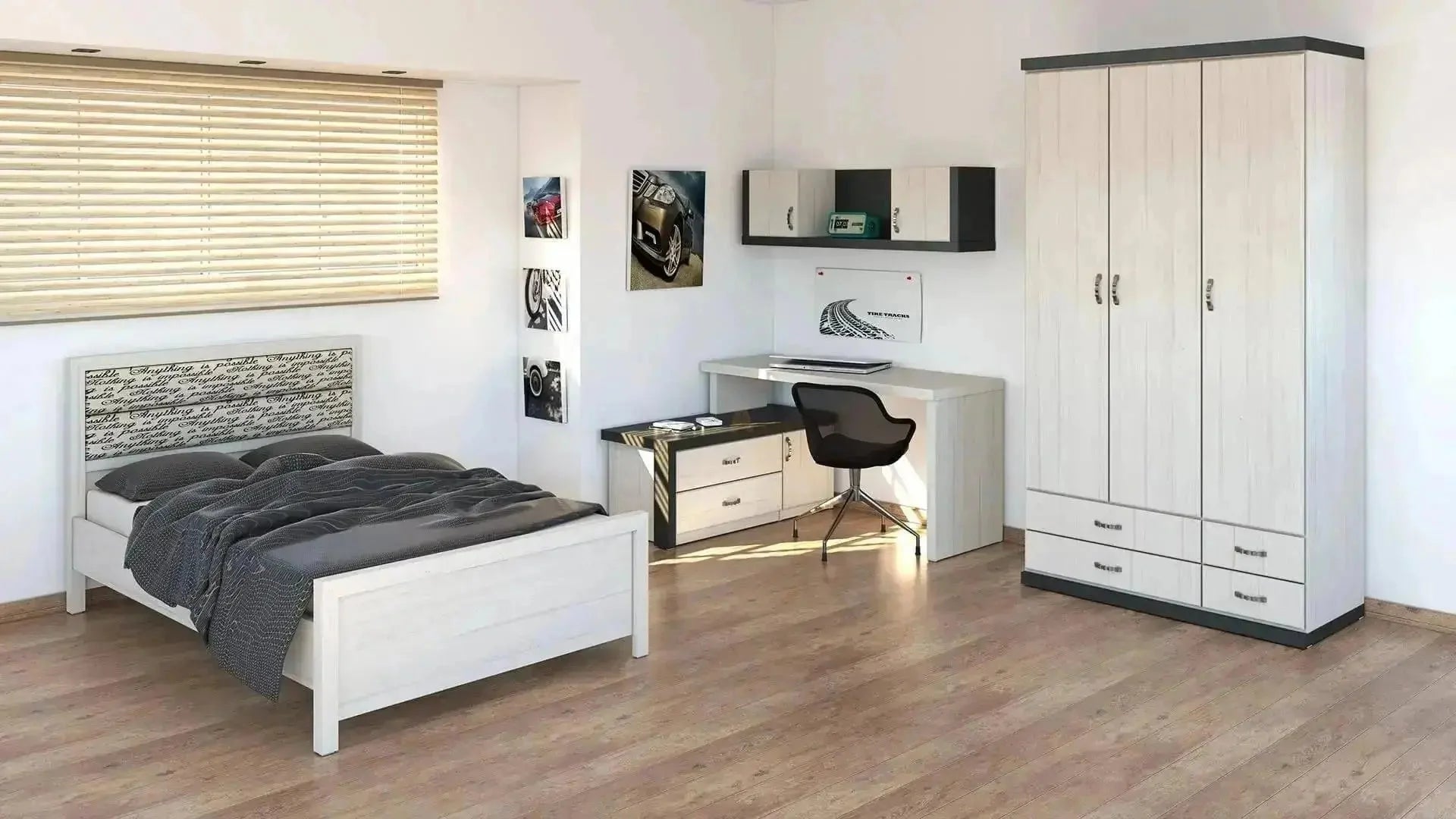 NAOR | שולחן עבודה פינתי עם כוורת במראה מסיבי לילדים - - אשריאן | ASHERIAN