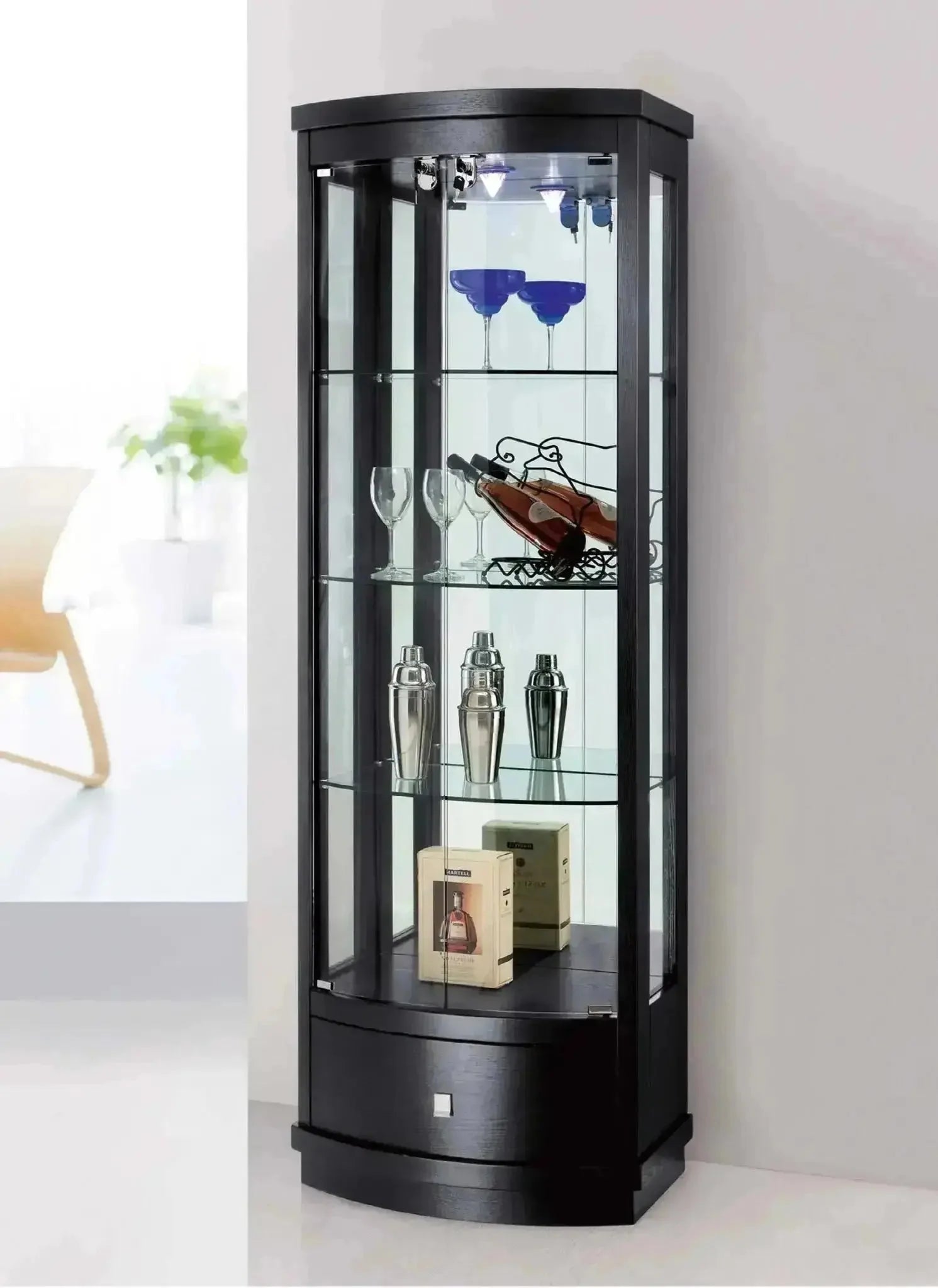 Napoleon | ויטרינה זכוכית עם מגירה ותאורה - שחור - אשריאן | ASHERIAN