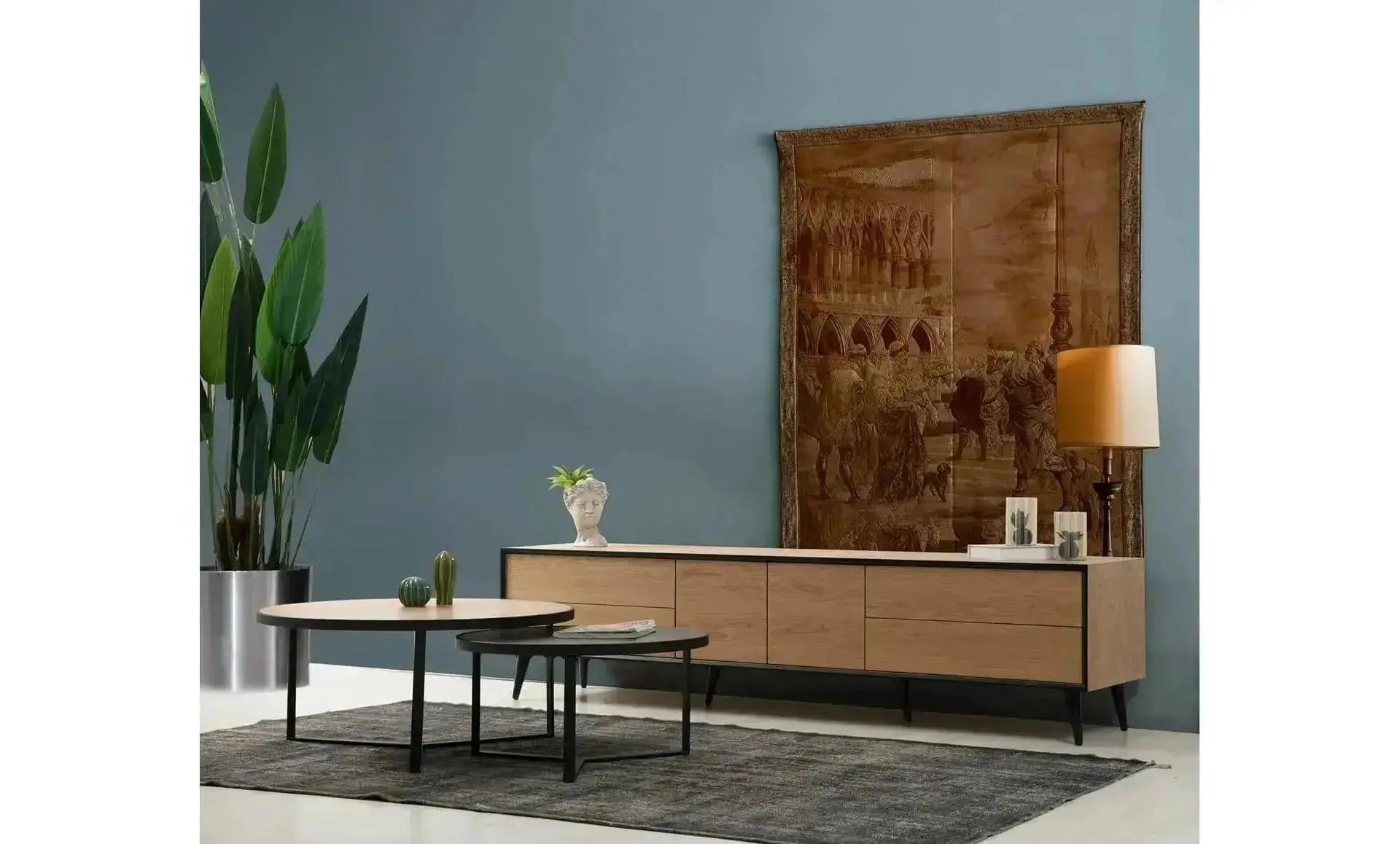 NATURA | מזנון עץ מודרני לסלון עם מסגרת שחורה - - אשריאן | ASHERIAN