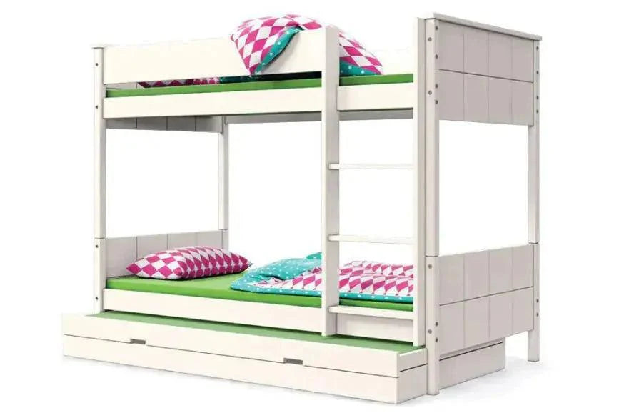 Nepal | מיטת קומותיים מעץ מלא עם מזרנים במתנה רהיטי עין חרוד - 80/190 ס״מ לבן אטום - אשריאן | ASHERIAN