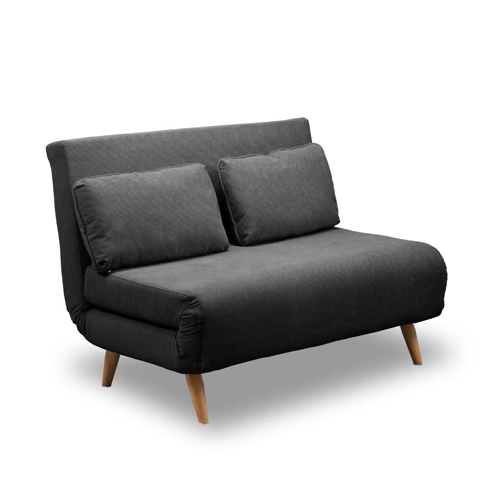 NINA DUO | ספה דו מושבית נפתחת למיטה עם רגלי עץ - אפור