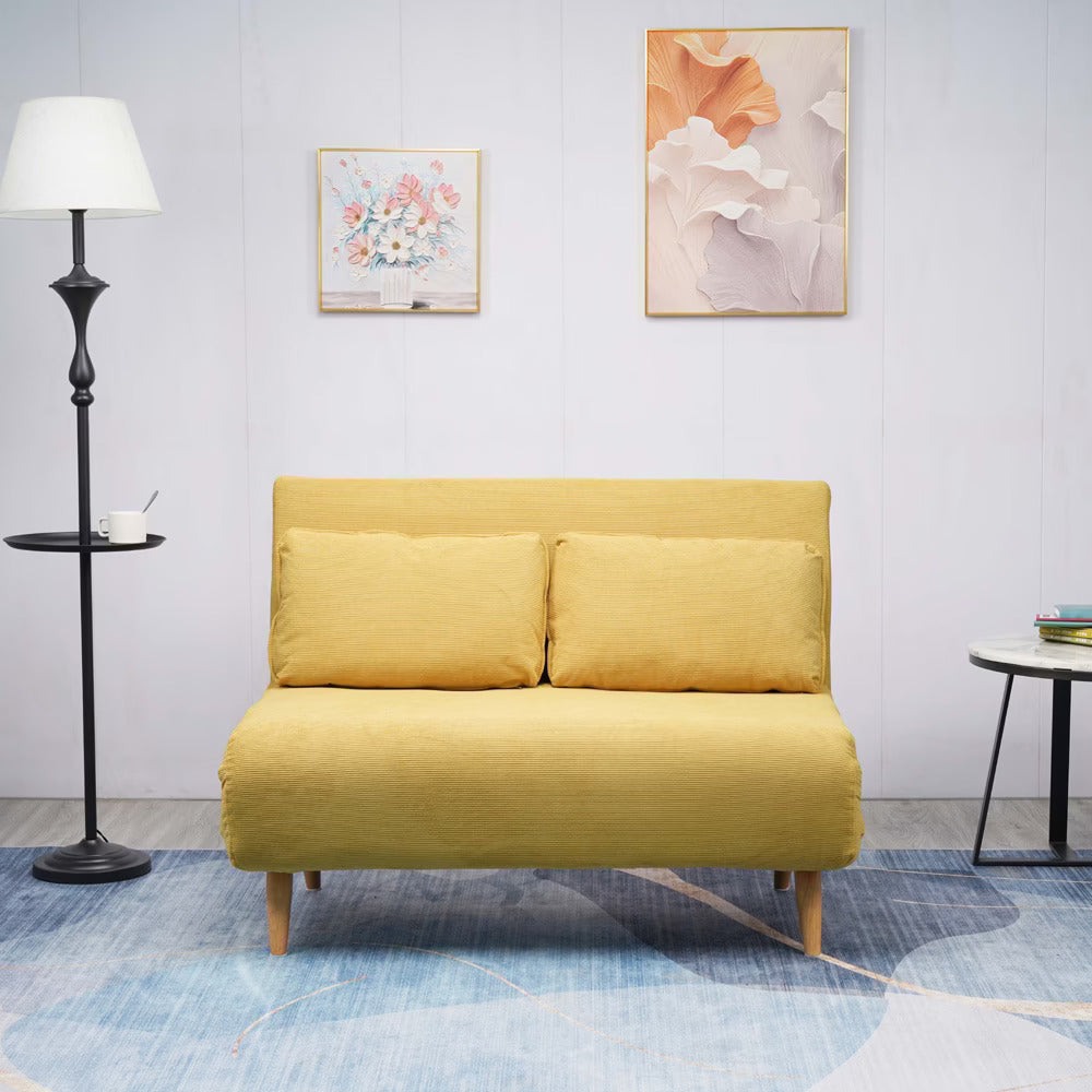 NINA DUO | ספה דו מושבית נפתחת למיטה עם רגלי עץ