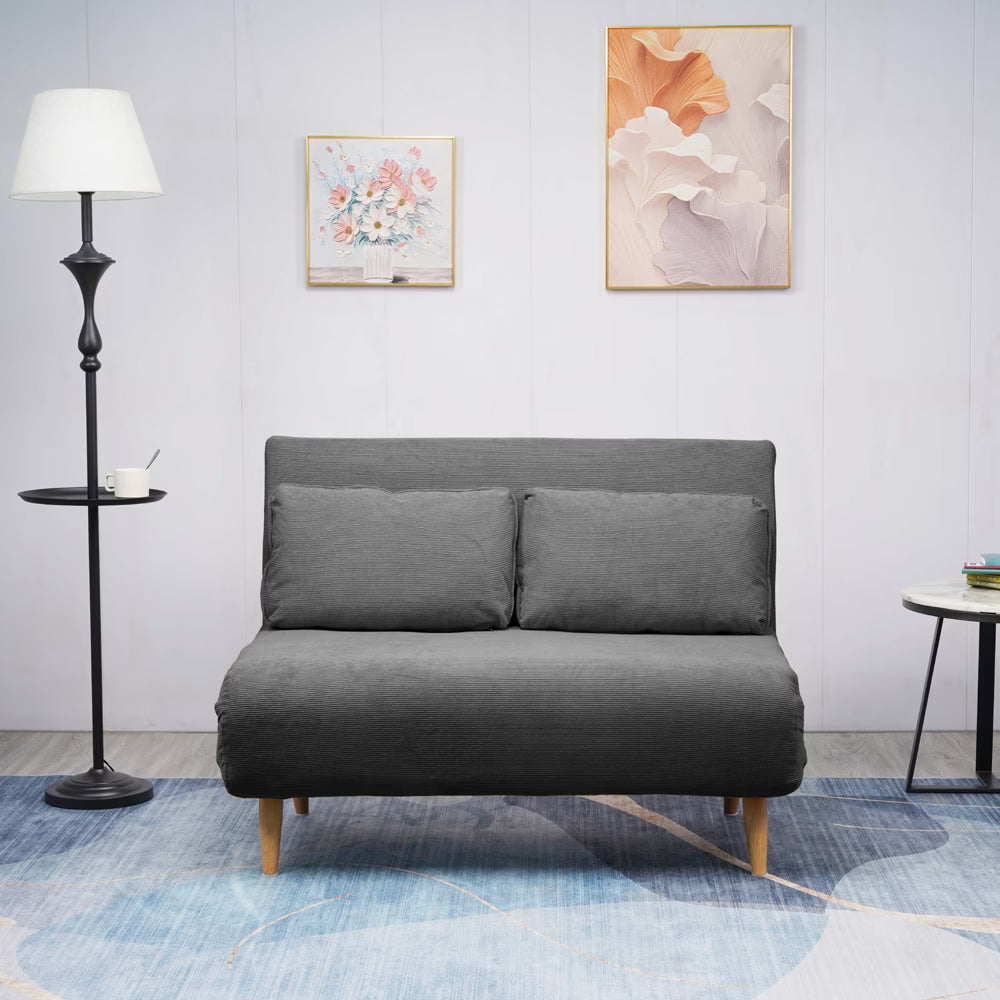 NINA DUO | ספה דו מושבית נפתחת למיטה עם רגלי עץ