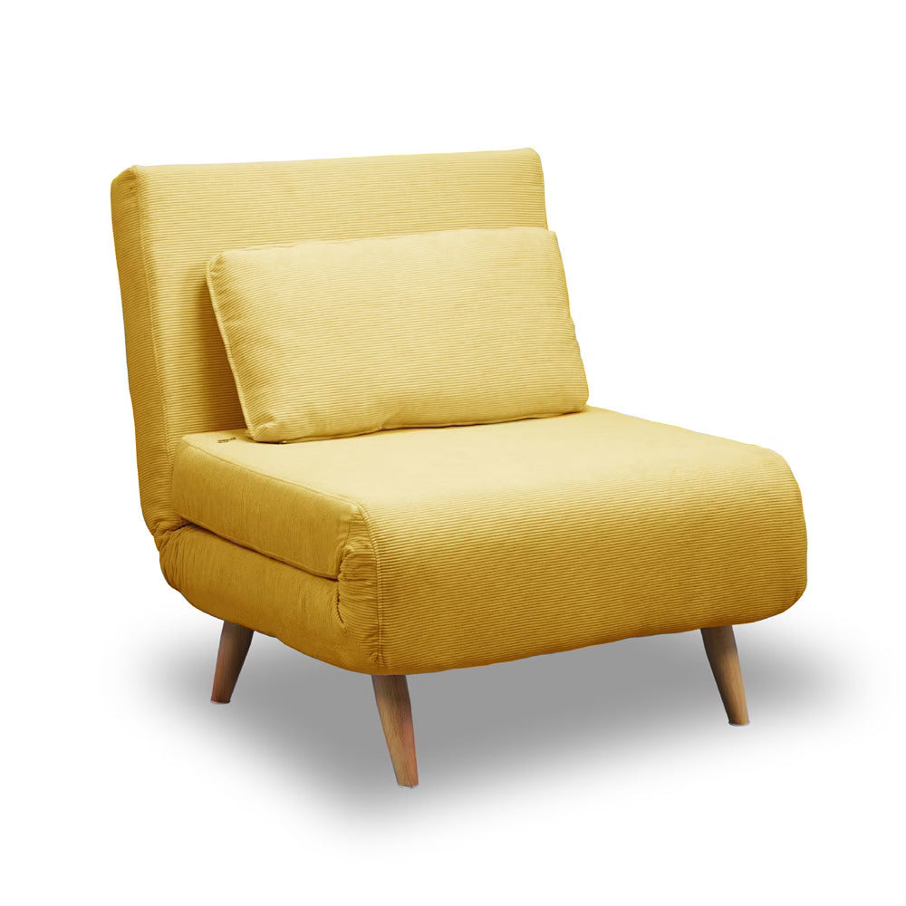 NINA MONO | כורסת יחיד נפתחת למיטה עם רגלי עץ - חרדל - כורסא