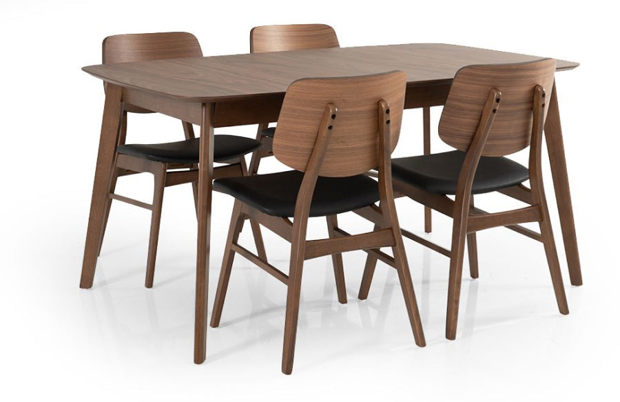 NUTELA | שולחן אוכל סקנדינבי בגוון אגוז חם עם פינות מעוגלות - - אשריאן | ASHERIAN