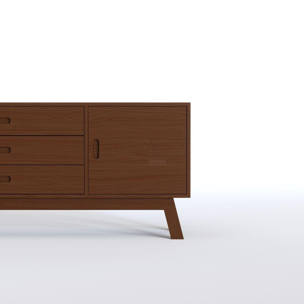 OAKNUT | מזנון רטרו עם מגירות דלתות ורגל עץ מלא