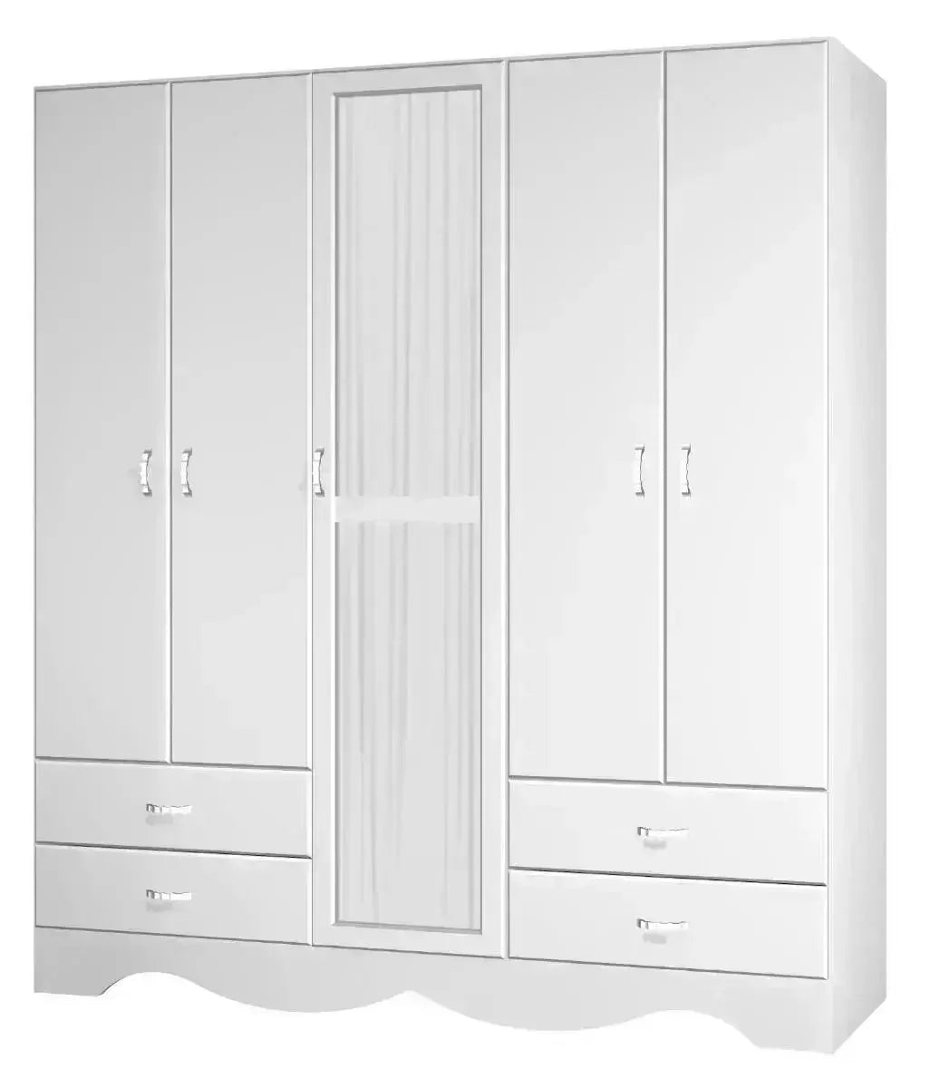 ODELL | ארון 5 דלתות עם דלת זכוכית וילון ו-4 מגירות - - אשריאן | ASHERIAN