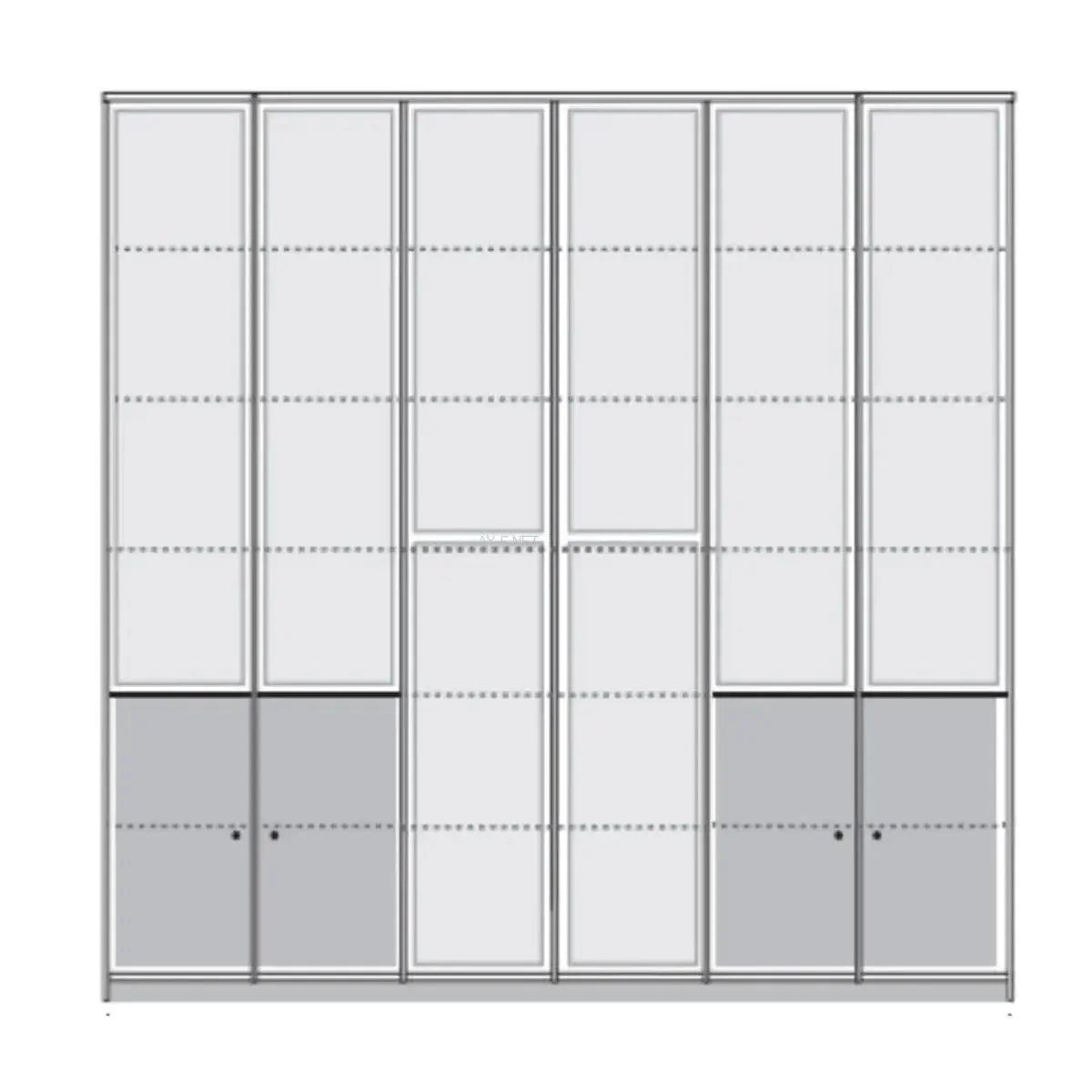 אודם | ארון ספרי קודש מעץ סנדוויץ' עם 6 דלתות ברוחב 2.40 מ' - - אשריאן | ASHERIAN