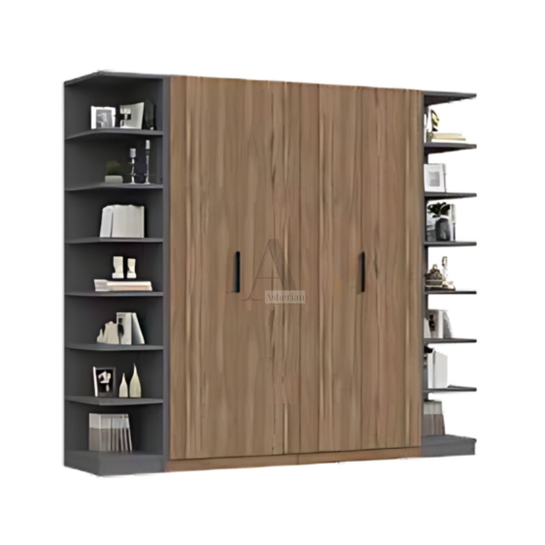 POLAR | ארון מודרני עם מדפים פתוחים - 240 ס"מ - 4 דלתות ו-2 תאים פינתיים פתוחים - אשריאן | ASHERIAN