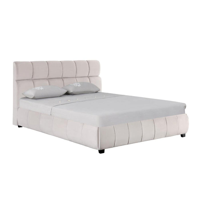 Wonda | מיטה זוגית מרופדת בעיצוב קוביות עם ארגז מצעים - אשריאן רהיטים - ASHERIAN