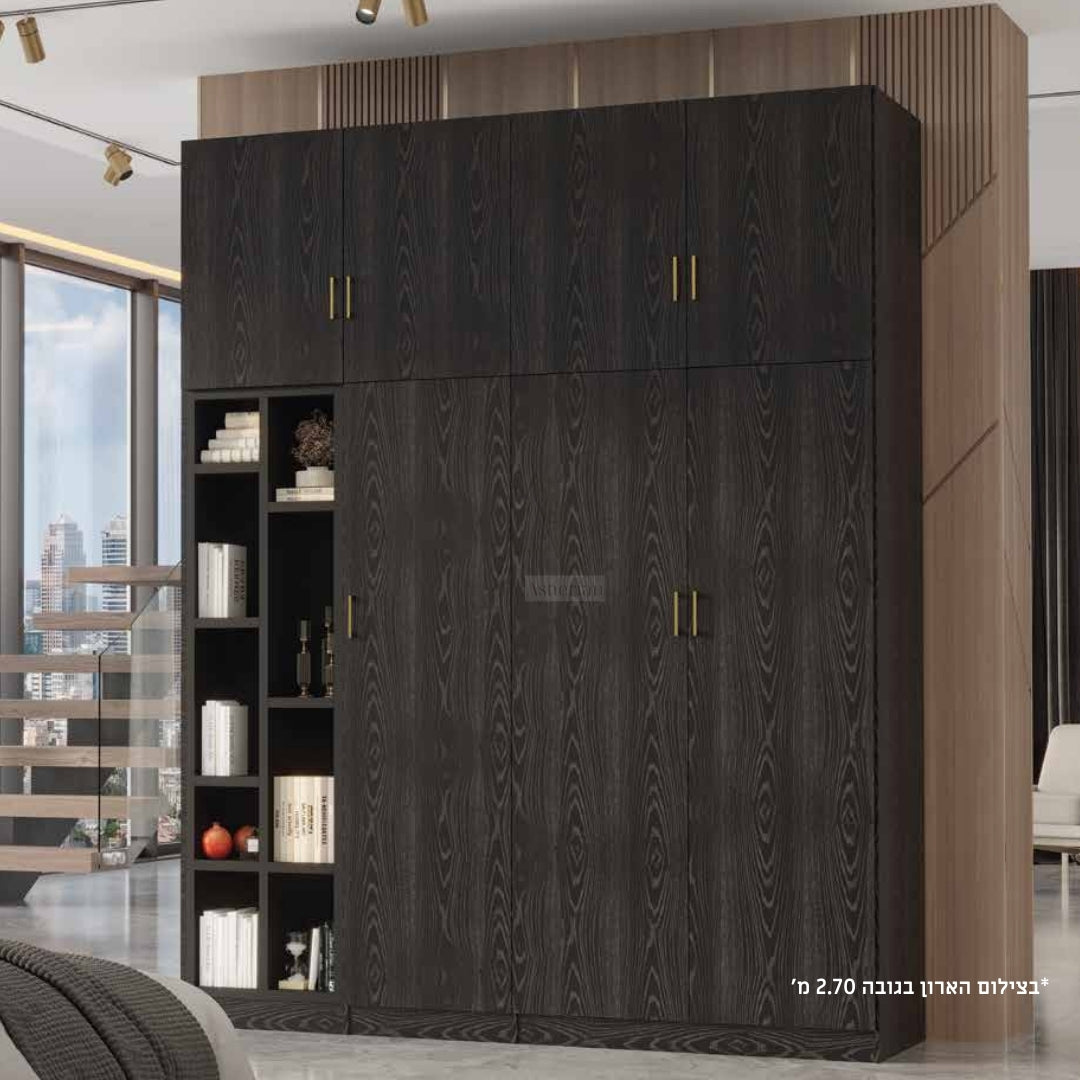 RAIN | ארון פתיחה יוקרתי עם כוורת אי סימטרית - 160 ס"מ - 4 דלתות - אשריאן | ASHERIAN